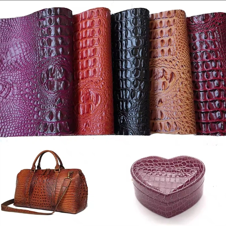 Emossed Synthetic PVC Crocodile Faux Leather Fabric For Bags And Shoes