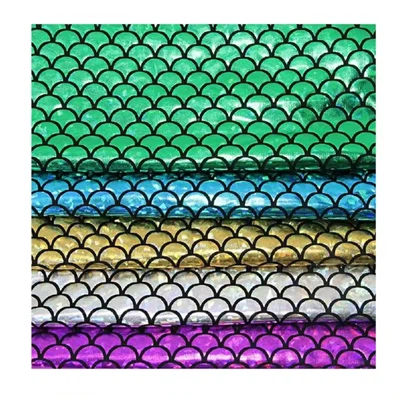 Poliester Spandex 4-smerno raztegljiv tisk Mermaid Foil Tkanina za pajkice in kopalke