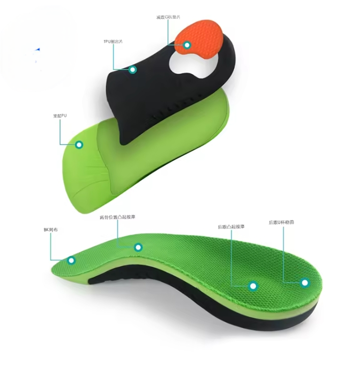 Sports 3/4 Length PU Shoe Inserts For Flat Feet